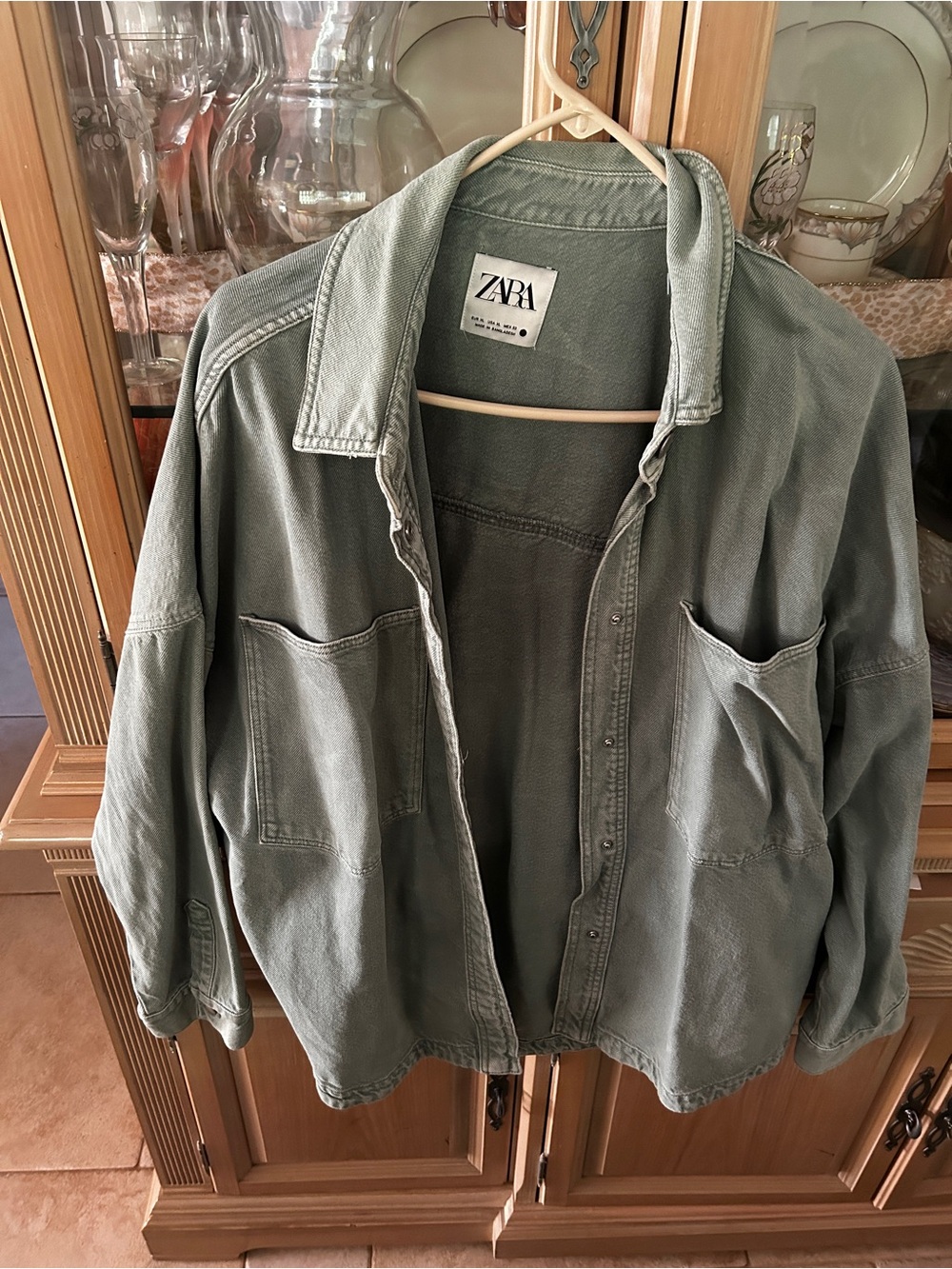 Zara Denim Shacket - Light Green/Teal - XL